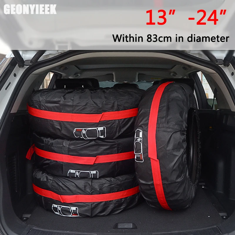 1pc/4pcs Car Spare Tire Cover Case Polyester Auto Wheel Tires Storage