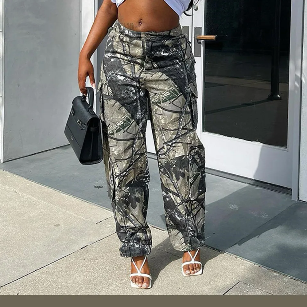 

Camouflage Cargo Pants Women Baggy Pockets Vintage Trousers Harajuku Y2k Casual Hipster Streetwear Grunge Pants