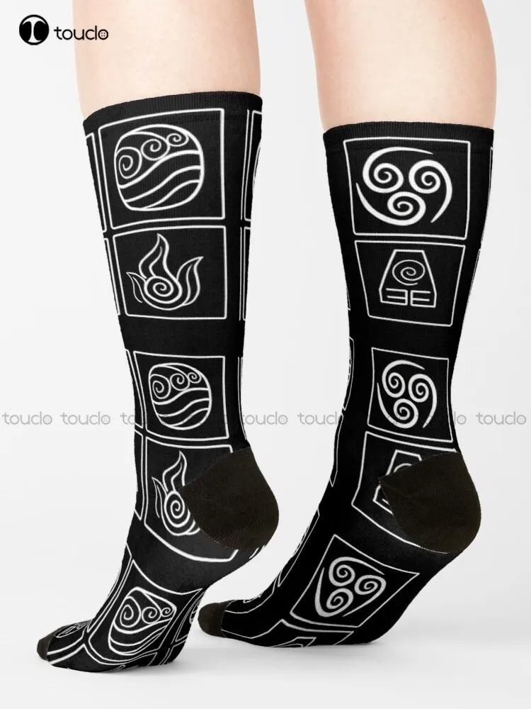 

Avatar The Last Airbender Elements Socks Mens Athletic Socks Personalized Custom 360° Digital Print Gift Harajuku Colorful Retro