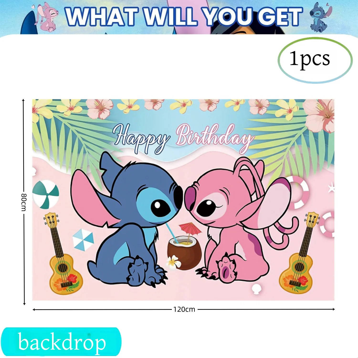 thumbnail image 1 of Decoración de cumpleaños de Disney Lilo Stitch, pegatinas de Stitch, vajilla desechable, mantel, plato, globo, baby shower, suministros para fiestas infantiles, 1 of 5