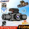 4 Channel 360° Car Dash Cam WiFi Dash Cam Front Left Right add Rear View HD 1080P DVR Night Vision 24H Parking Monitor Black Box