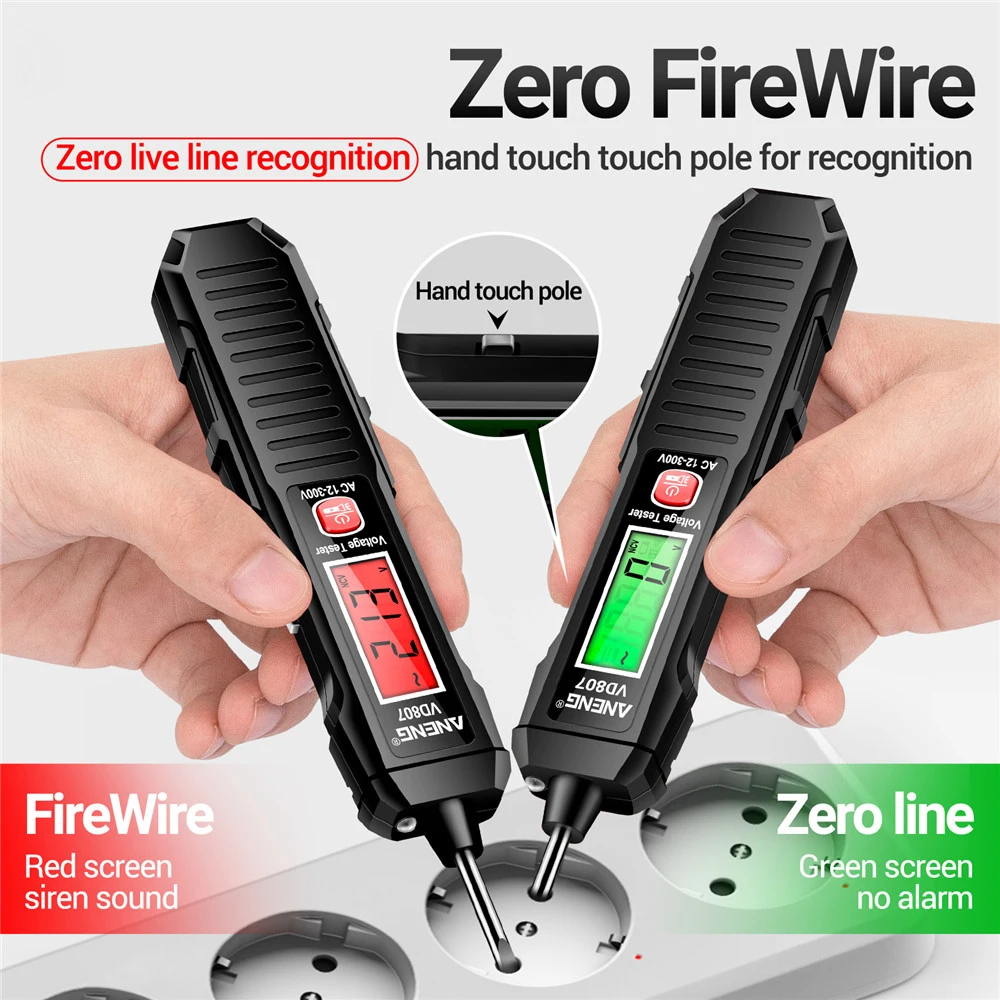 NCV Sensor Smart Induction Tester Pen VD807 Non-Contact Voltage Tester 50/60Hz AC 12-300V Alarm Zero Fire Wire Detector voltage detector tester