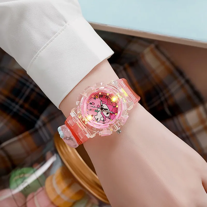 Sanrio luminescence Cinnamoro Kuromi 3D Pattern Child Wrist Watch Cute Watch Cartoon Christmas Watchband Kids Gift 6