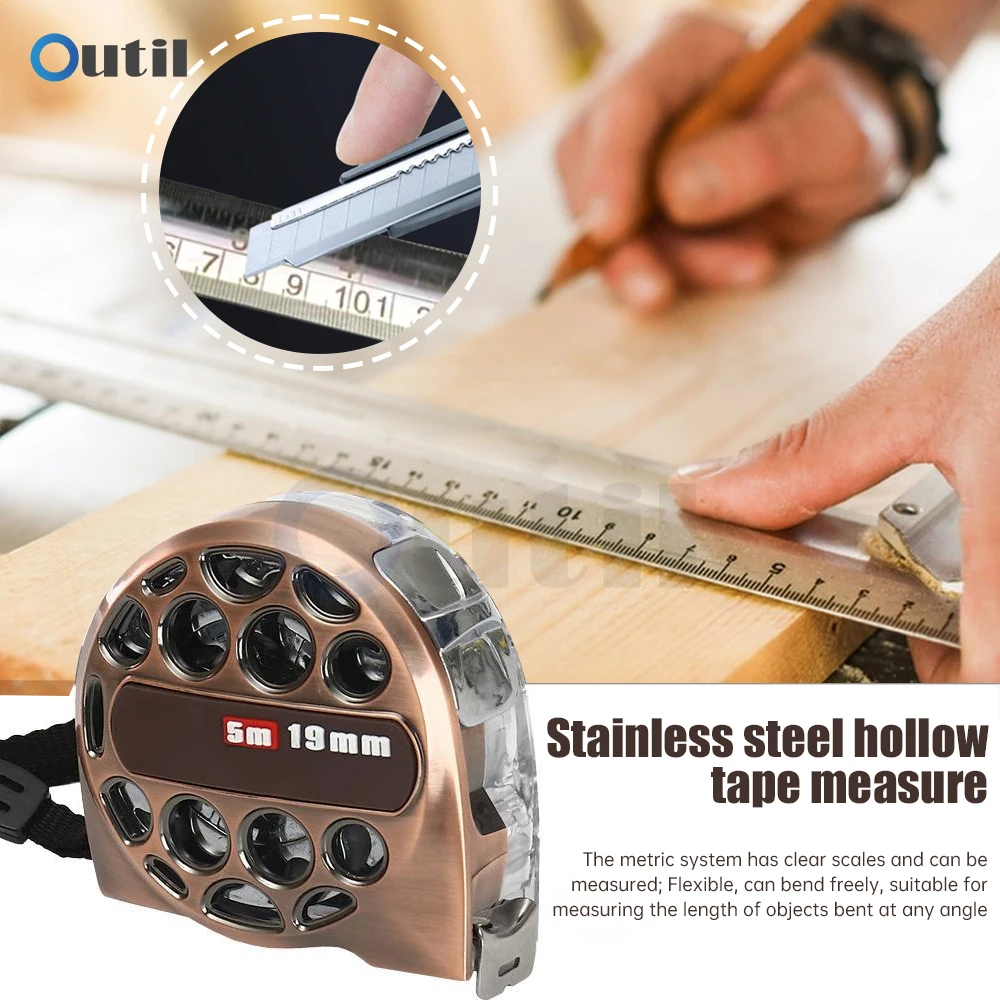 

3/5/7.5M Metric Tape Measure Measuring Tool Hollow Out Stainless Steel Anti-corrosion Retractable Ruler Antifouling Ruler
