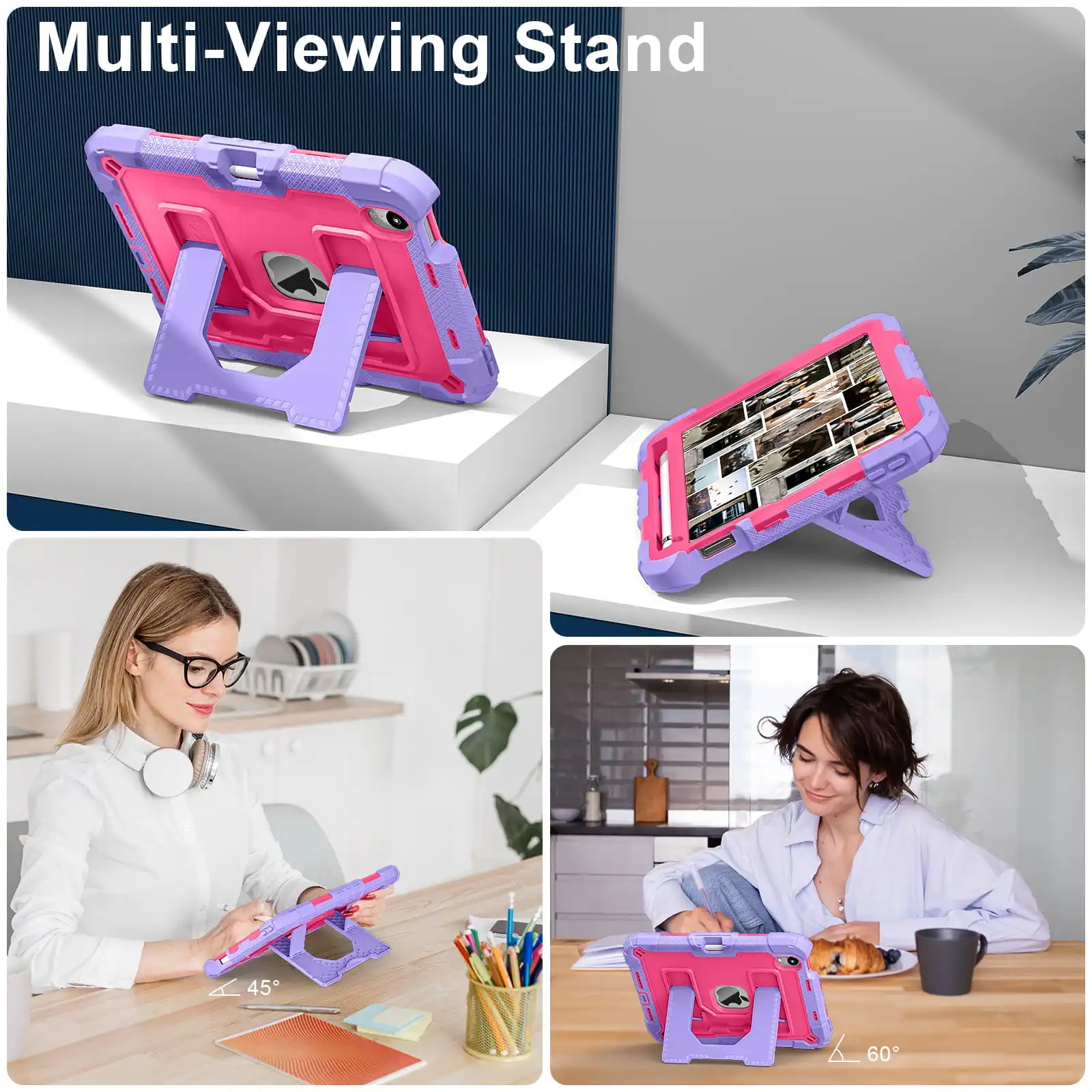Durable iPad Case with Handle Stand and Pen Tray - Shockproof and Soft Silicone Protective Cover