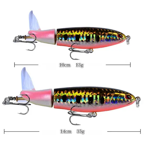 1pcs 10cm 14cm Topwater Spinner Fishing Lure Popper Artificial Pencil Hard Bait Propeller Rotating Tail Fishing Tackle Swimbait - Image 4