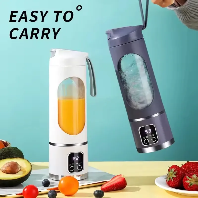 2025 New Mini Electric Juicer With Ice Crushing Function 450ML Large Capacity Digital Display Portable Blender Juice Maker