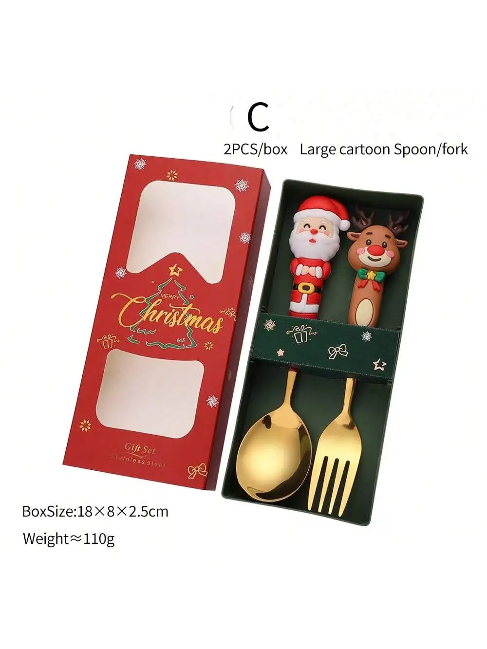Christmas Spoon & Fork Set – Stainless Steel Tableware for Holiday Gifts S21c3337c9ffd4d44be2c55d17dcd8c00N