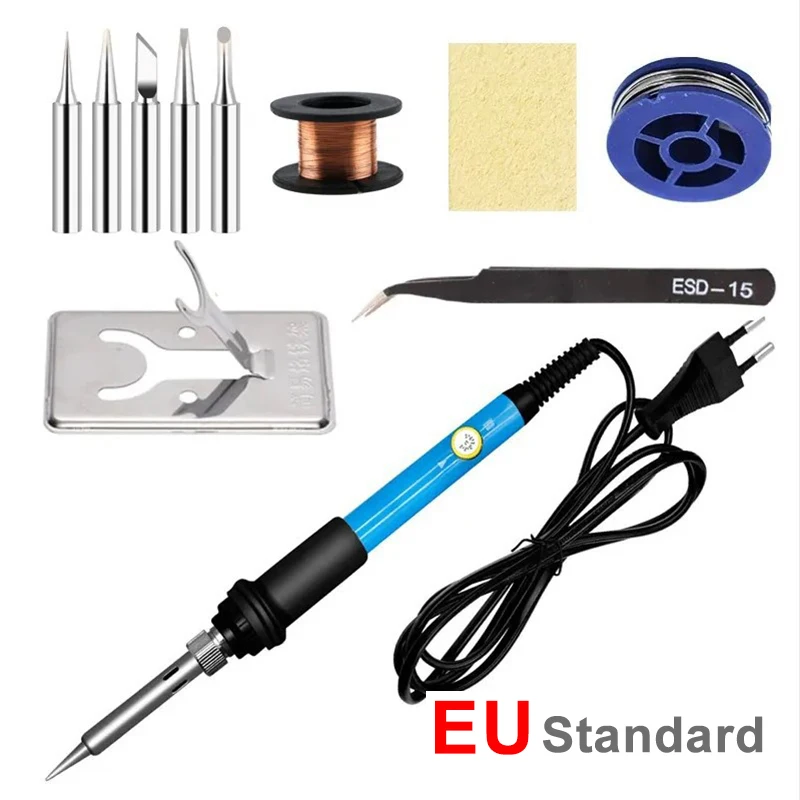 Versatile Electric Soldering Iron with Adjustable Temperature Control, 60W Power
