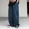 Breathable Men Pants Patchwork Pants Vintage Cargo Pants Loose Wide Leg Trousers with Deep Crotch Hip Hop Streetwear Patchwork 2