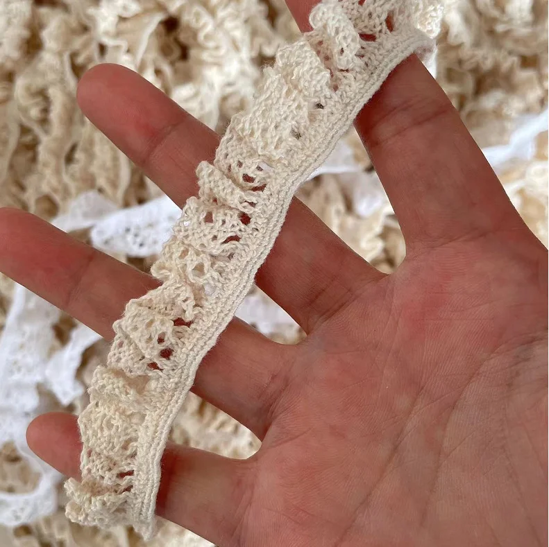 Cotton Beige Elastic Embroidery Ribbon DIY Crafts Sewing Supplies For Underwear Lingerie Stretchy Lace Trim 17mm 4 Meters