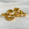 Croissant Chunky Rings for Women Gold Color 18K Gold Plated Wide Glossy Stainless Steel Ring Irregular Shell Stacking Jewelry 5