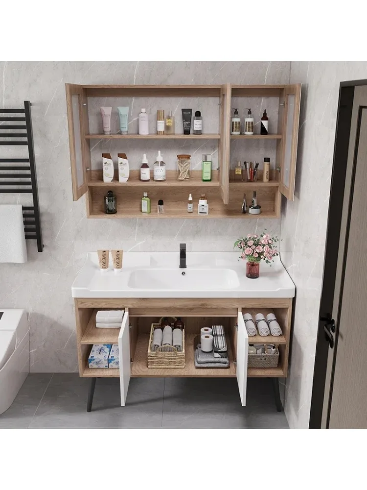 ic Luxury Bathroom Cabinets Multifunction Vanity with Sink Mirror Cabinets with Lamp Simple Home Furniture Arredo