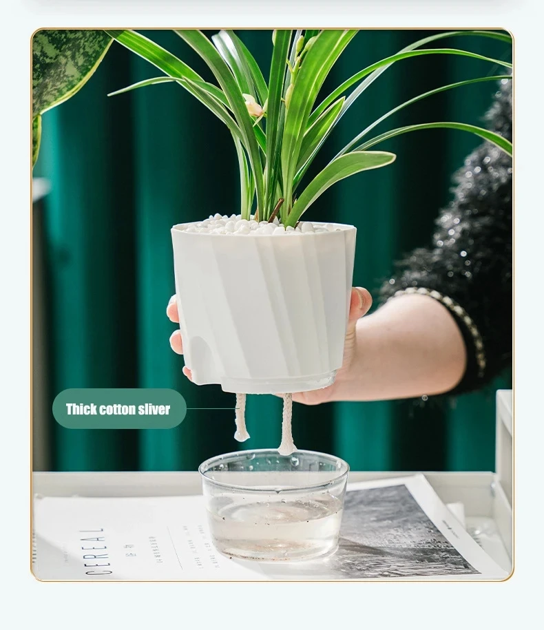 Klarer Gießkanne, automatischer Bewässerungsbehälter, fauler Übertopf, selbstbewässernder Behälter, fauler Blumentopf, weiß, vollständig transparent