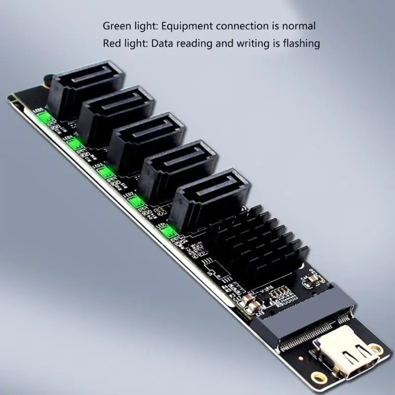 CORA 플러그 플레이 5 포트 SATA3 확장 카드 JMS580 칩셋 광범위한 시스템 호환성