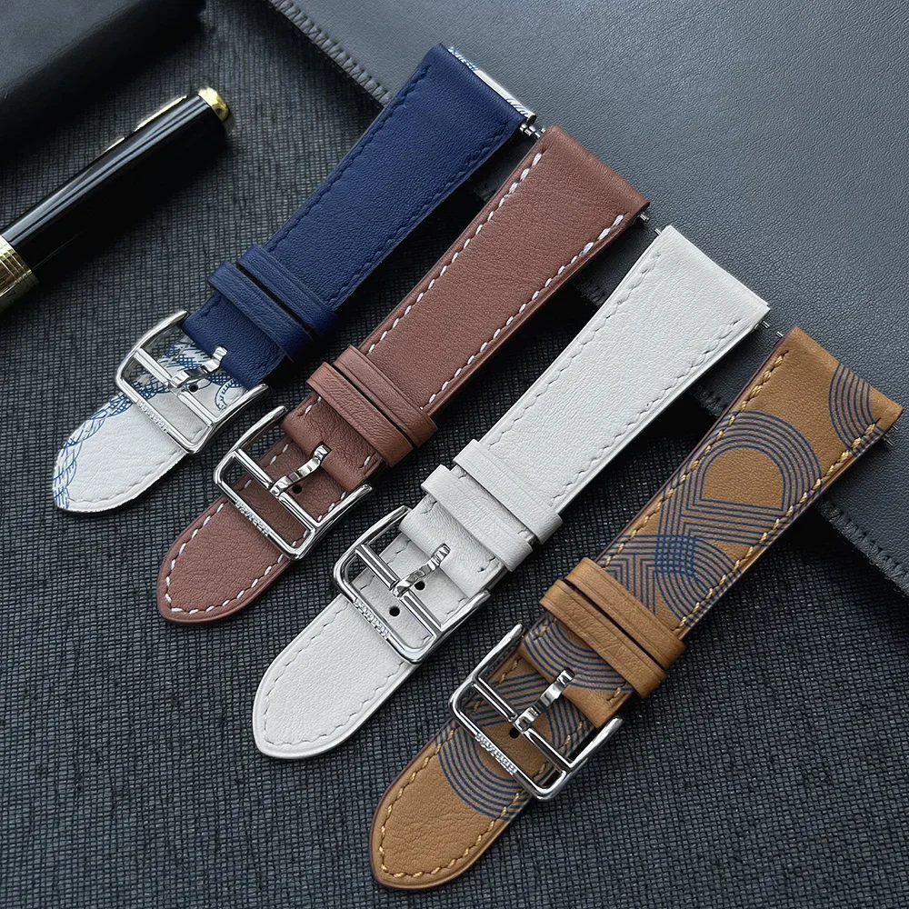 Premium Leather Watch Band Strap - Sporty and Elegant Design, 20-22mm Adjustable Size,