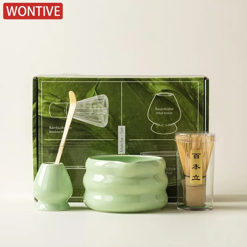 Handmade Matcha Tea Set Tool Stand Kit Bowl Whisk Scoop 4-7pcs