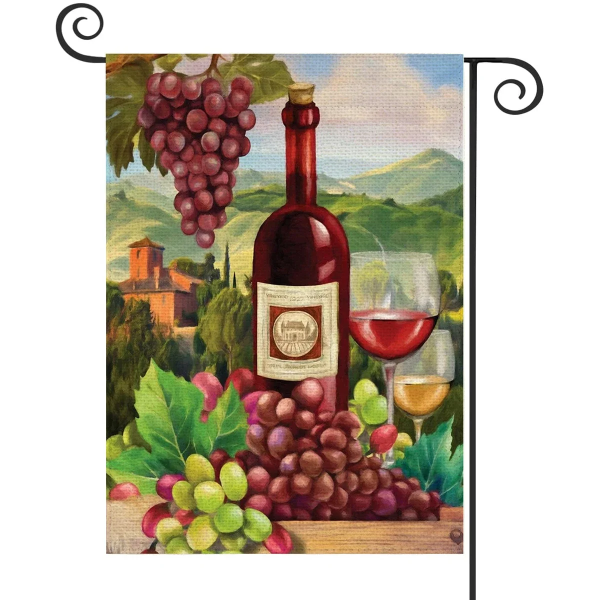 thumbnail image 1 of 1 bandera de jardín de lino y algodón con diseño de castillo, para interior y exterior, decoración colgante para el jardín del hogar, 1 of 4