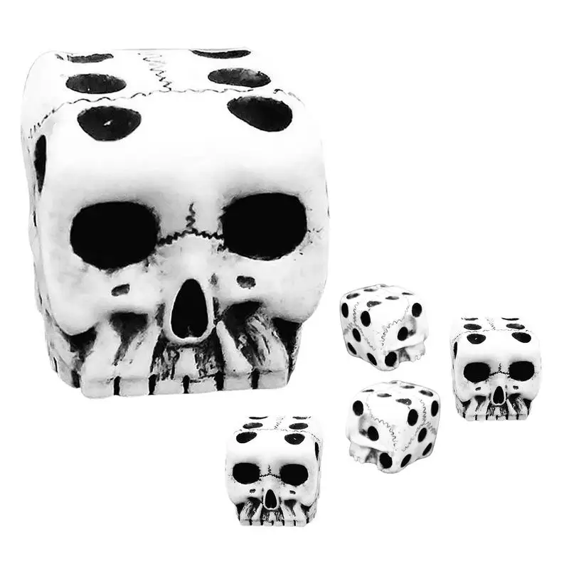Black Skull Dice 1/5Pcs Skull Dice Cube Dice Halloween Dice Table Ornament Vintage Skeleton Dice For Halloween Board Games Poker 2