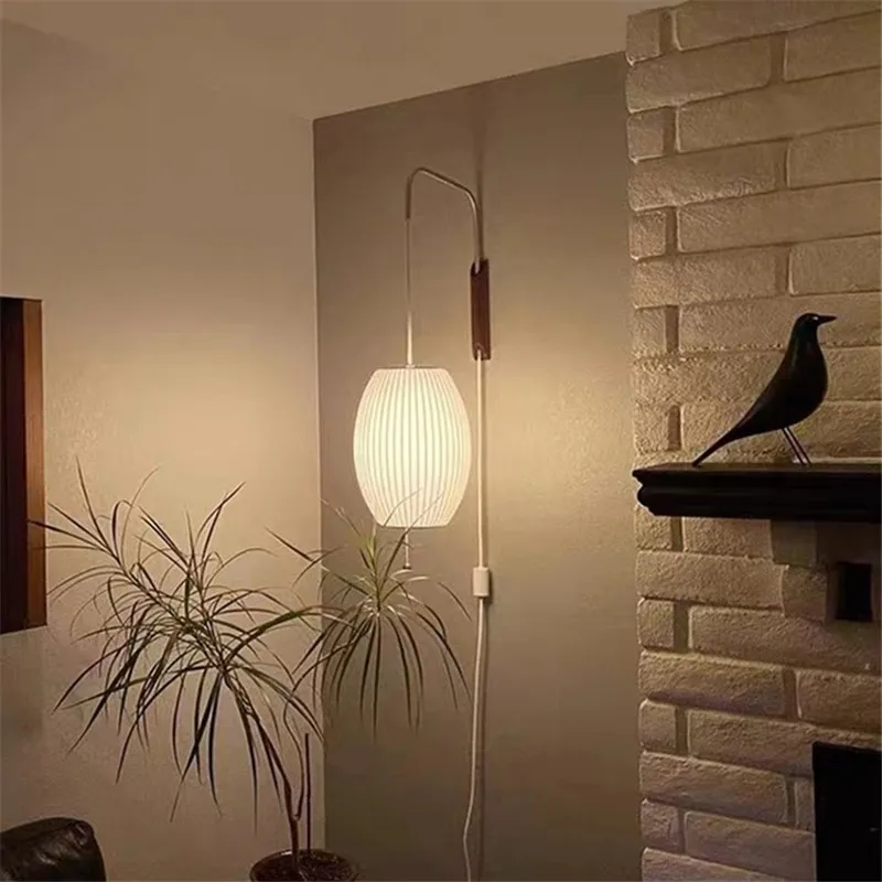 Nelson Wall Lamp japanese Silk swing wall lamp For Bedroom Home Bedside office lamp Hotel restaurant decoration reading light 3