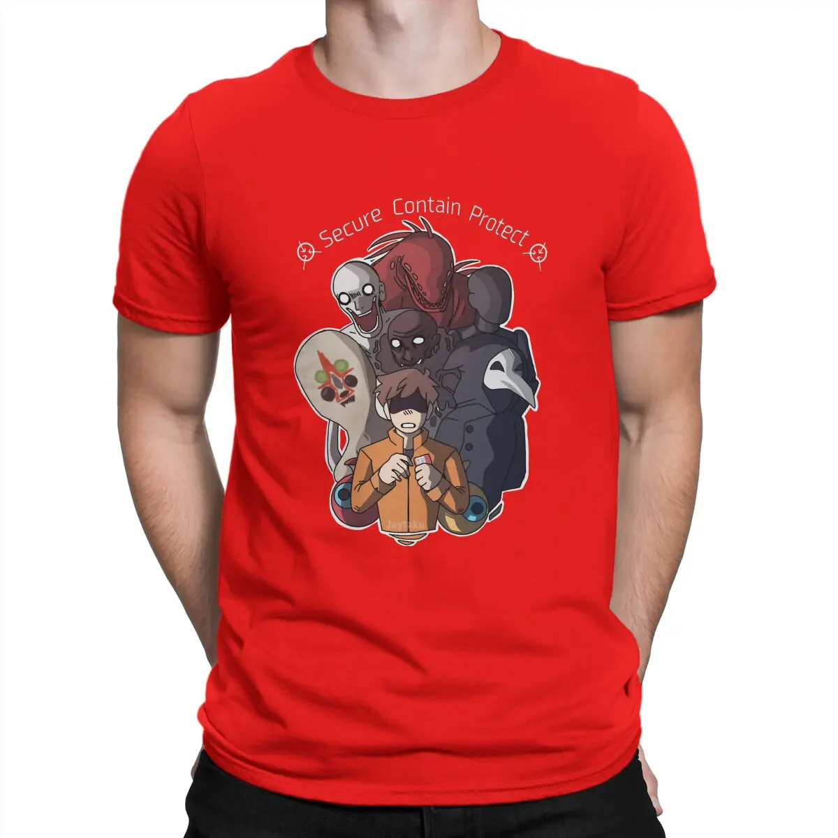 thumbnail image 1 of Camisetas de algodón vintage para hombre, con cuello redondo y manga corta, de Secure Contain Protect. Novedad., 1 of 7