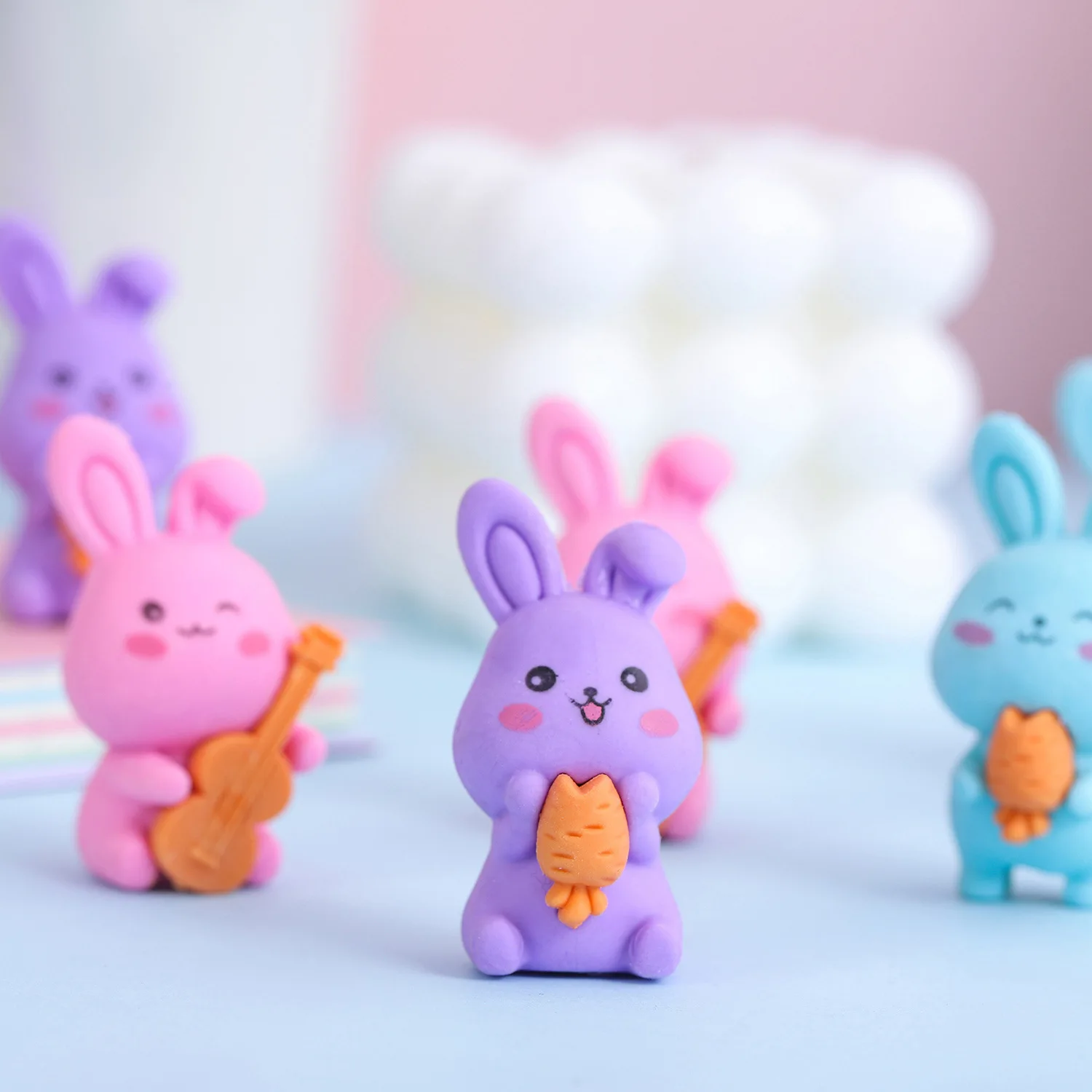 3 Piece Cartoon Cute Rabbit Rubber Eraser Novelty Stationery pencil eraser retractable eraser kneadable eraser biscuit eraser plasticine eraser