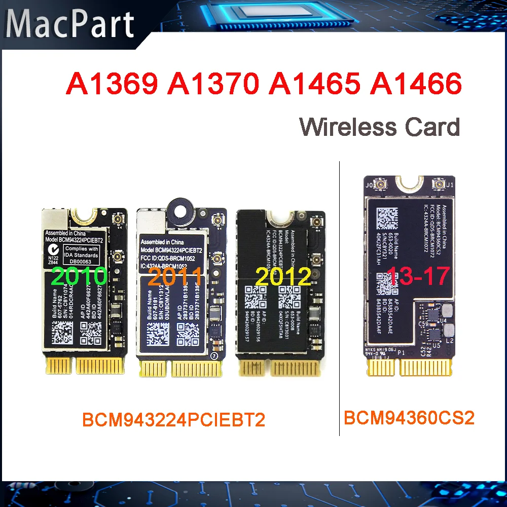 Original Wifi Airport Card BCM943224PCIEBT2 BCM94360CS2 For Macbook Air A1369 A1370 A1465 A1466 Wifi Card 2010-Year