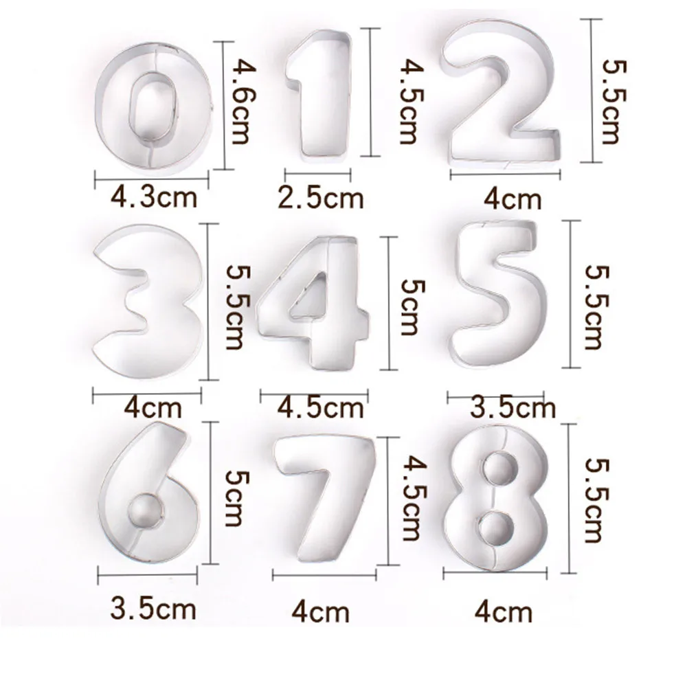 Cookie Cutters Moulds 9PCS/Set Puzzle Numbers 0-9 Arabic Numerals Cute Candy Biscuit Mold DIY Baking Tools Stainless Steel