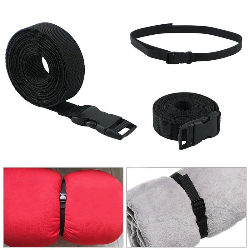 Black Durable Nylon Travel Tied Cargo Tie Down Luggage Lash Belt Strap