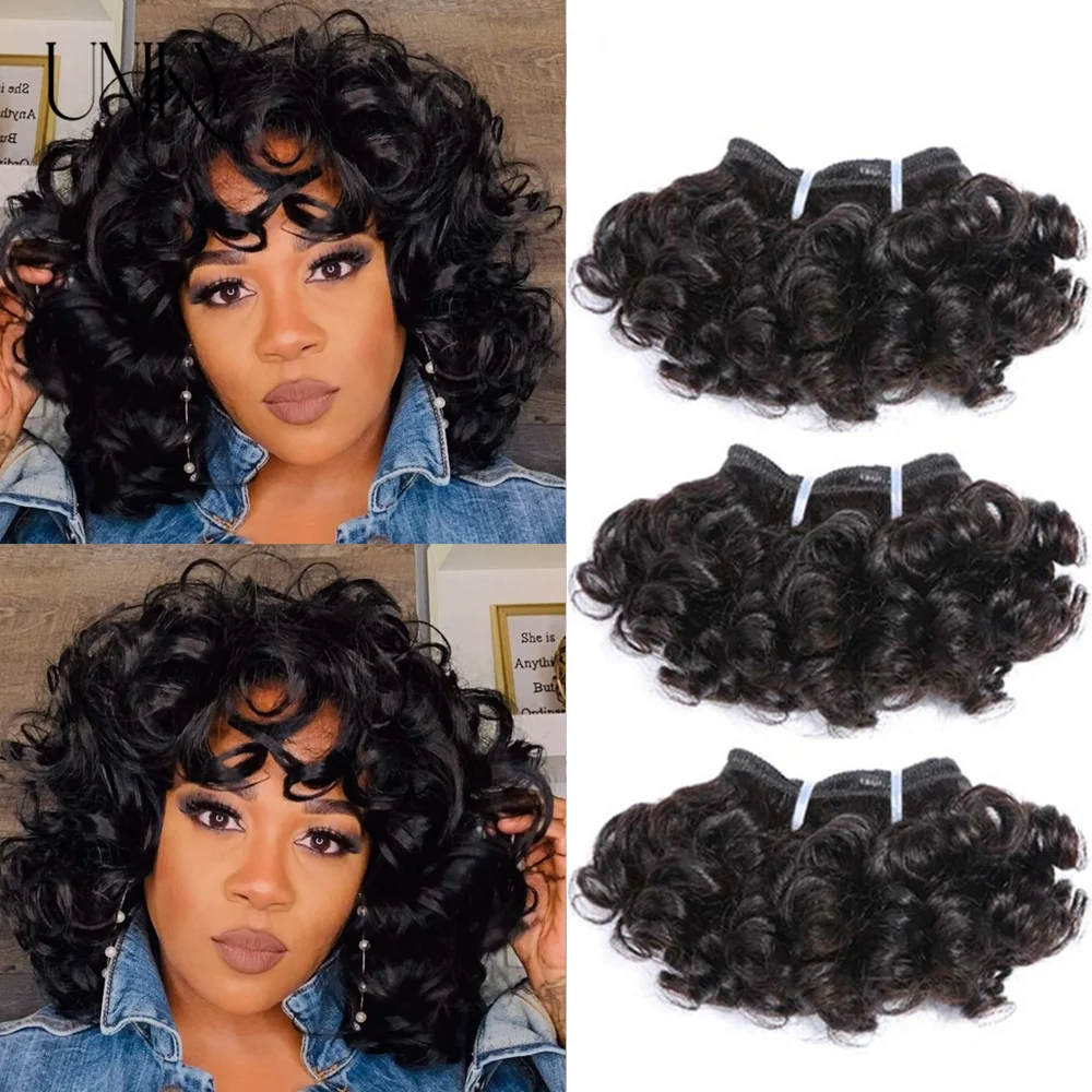 Human Hair Extensions Human Hair Bundles 10A Raw Brazilian Hair Bundles Bouncy Curly Bundles Human Hair Weave Remy Extensions For Women