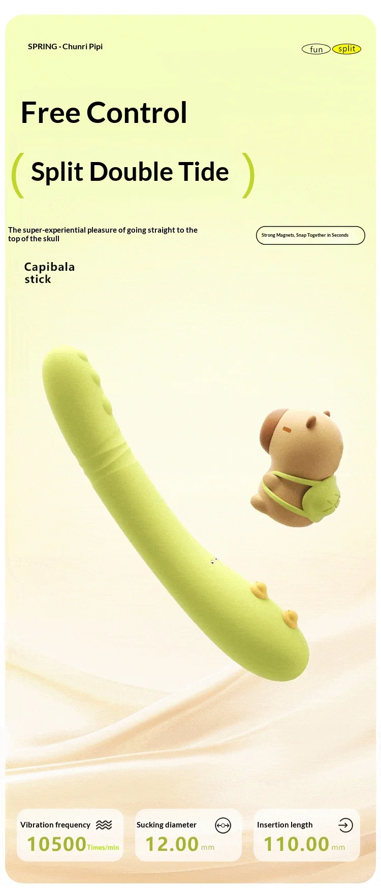 Dual Drive Massager shown from another angle with playful character detail and modern product styling
