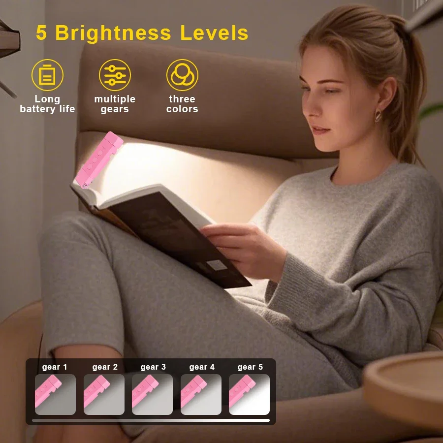 Clip-on Bookmark Book Light With Timer USB Rechargeable Reading Light Mini Led Read Portable Bedside Desk Read Lamp