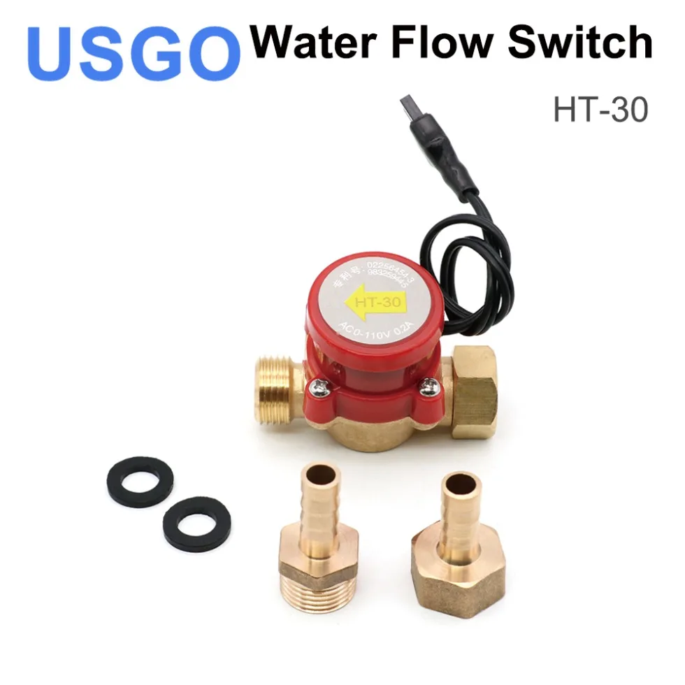 

USGO Water Flow Switch Sensor Water Cut-off Protection HT-30 Spout 8/10/12mm Signal Booster Pumps for CO2 Laser Machines