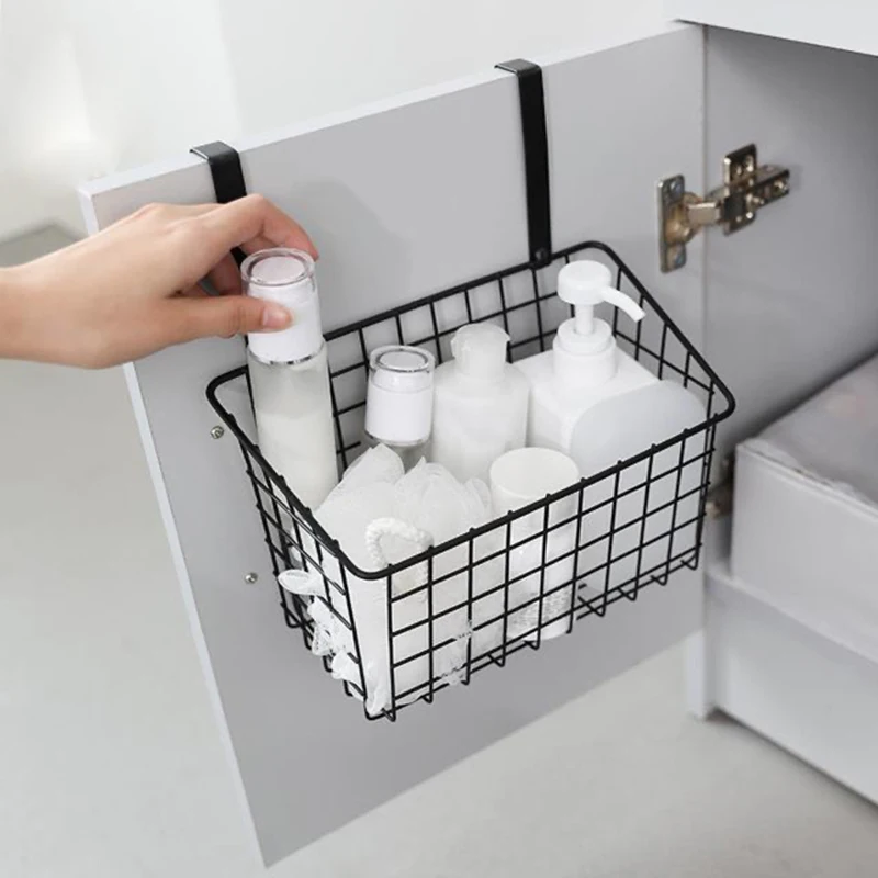 NEW Durable Bathroom Over Cabinet Door Hanging Storage Basket Holder ...
