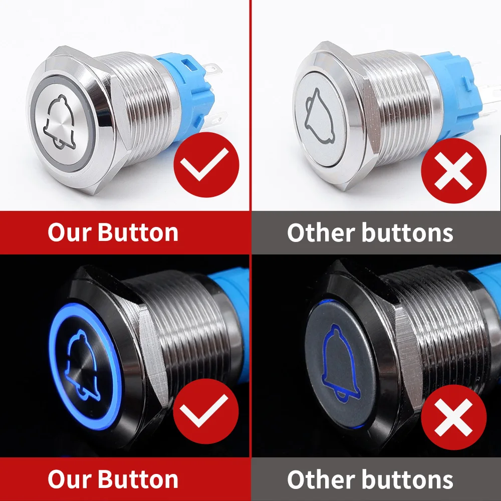 16/19/22mm icon Latching/Momentary horn trumpet Metal Push Button Switch Reset Boat Car Symbol Ring Lamp LED 5V 12 24V 110V 220V