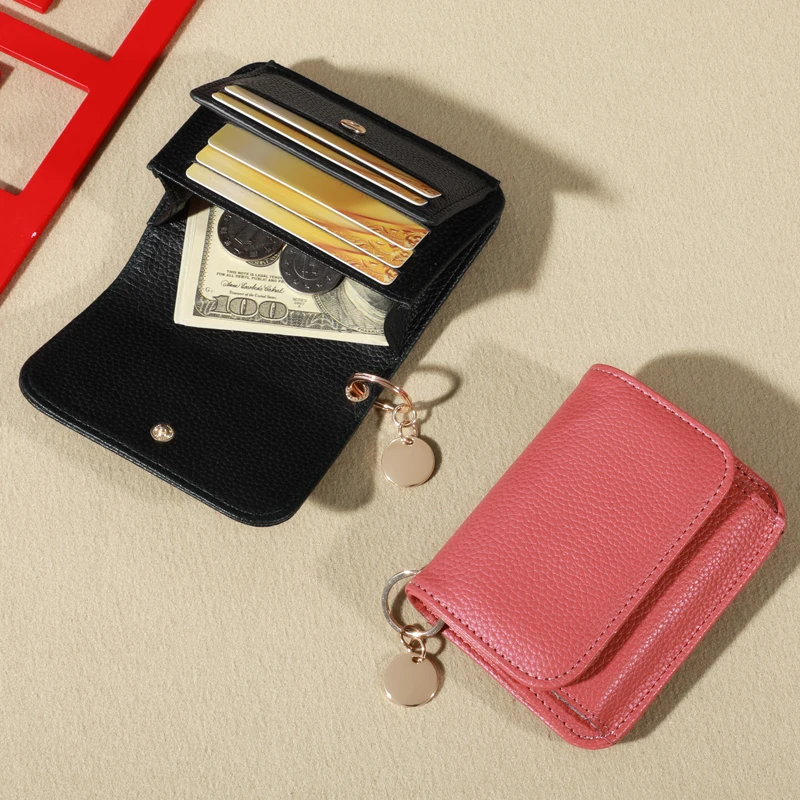 Vintage Solid Color Short Wallet Portable Bifold Coin Purse Women's Credit Card Holder