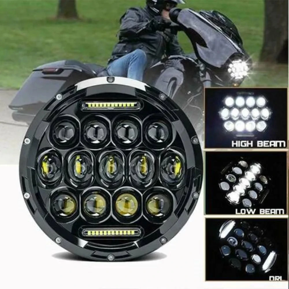 7 Inch Motorcycle LED Headlight Hi/Low Beam DRL Turn Signal 7" Round Headlamp 1PC for Harley Jeep Wrangler JK LJ CJ Hummer H1 H2
