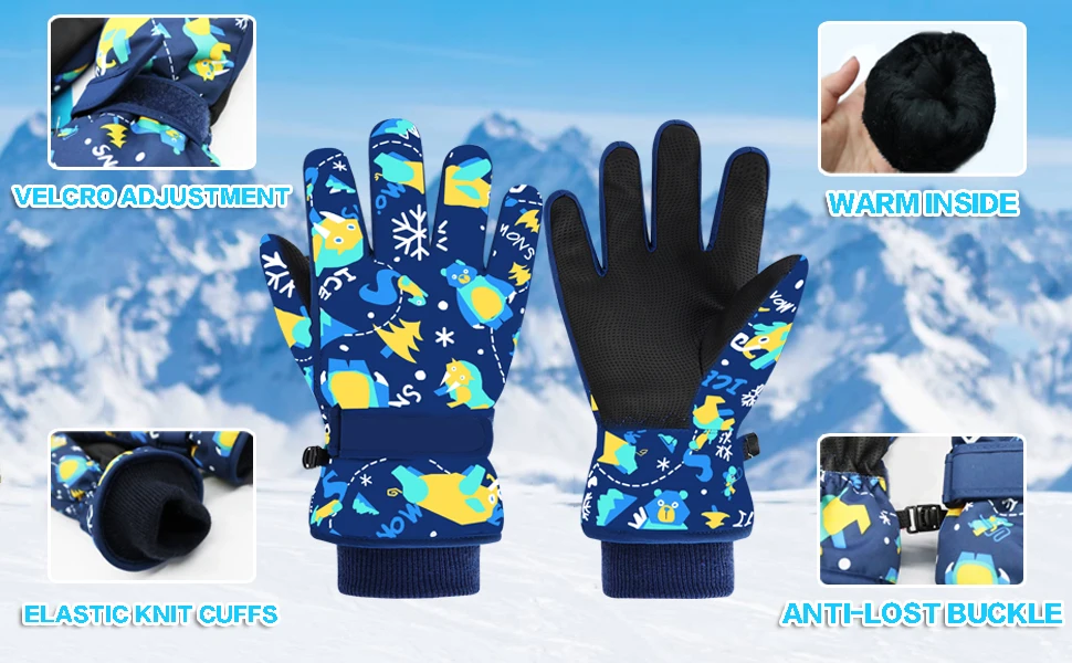 Kids Winter Snow Ski Gloves Cold Weather Windproof Warm Skiing Snowboard Sport Mittens for Boys Girls Drop Shipping