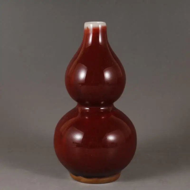

Chinese Song Red Glaze Porcelain Gourd Shape Vase 5.91 inch