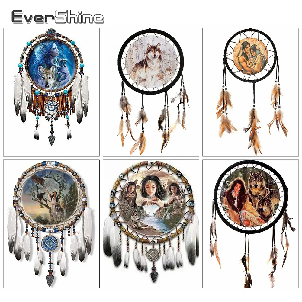 EverShine Diamond Embroidery Animal Picture Of Rhinestones 5D Diamond Painting Wolf Cross Stitch Mosaic Dreamcatcher Handicraft diamond painting,diamond painting accessories