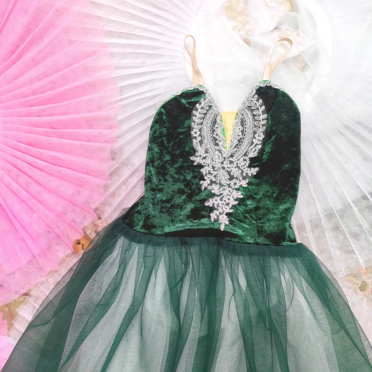 green emerald velvet dress Bb Emerald Reverie Tutu Dress Evergreen / 12-18 Months / Shell: (Knitted Fabric 100% Cotton, Net Fabric 100% Nylon) Lining: (Woven Fabric 100%