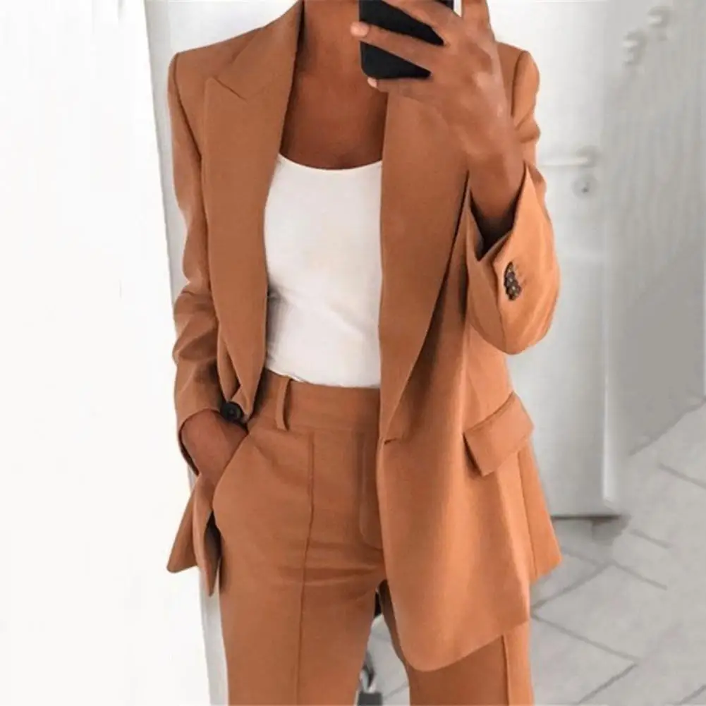 

Fashion Suit Jacket Long Sleeve Outwear Women Blazer Solid Color Turndown Collar Suit Jacket