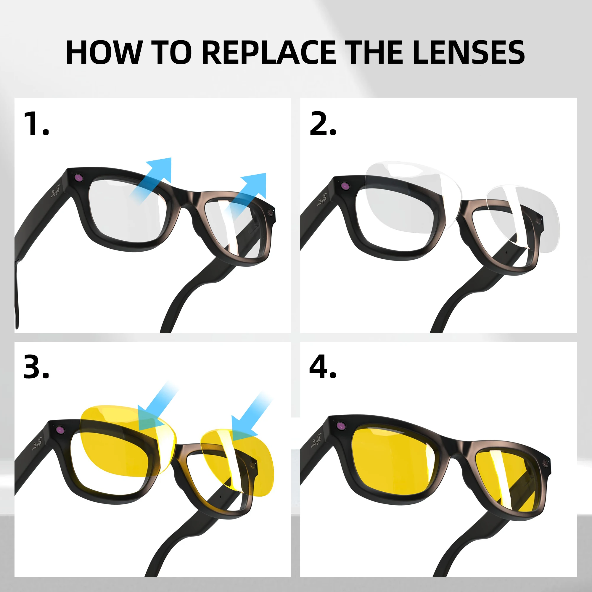 Hibloks Compatible (Large) Smart Glasses Replaceable Lens for Man and Woman RW4