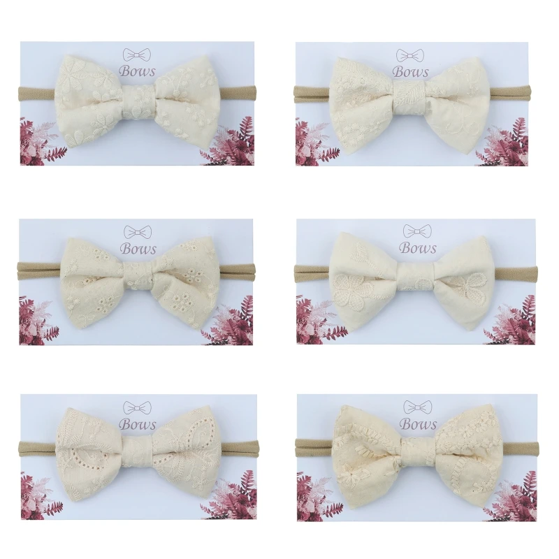 

Q81A Fashion Baby Girls Bowknot Headband Solid Color Elastic Bows Hair Band Kids Children Cotton Headwear