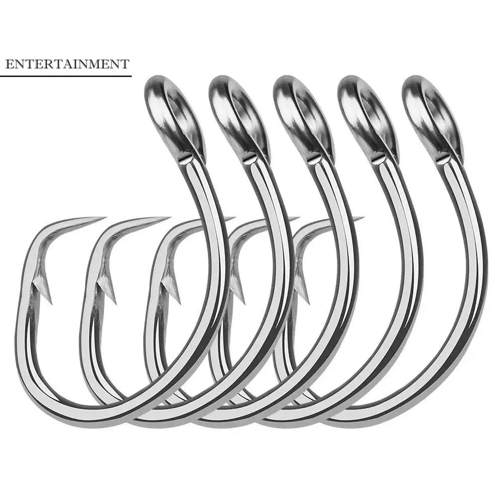 

High Carbon Steel Fishing Hooks Fishing Accessorie Saltwater Ocean Boat Anticorrosion Stainless Steel Tuna Shark Fishhook 5pcs