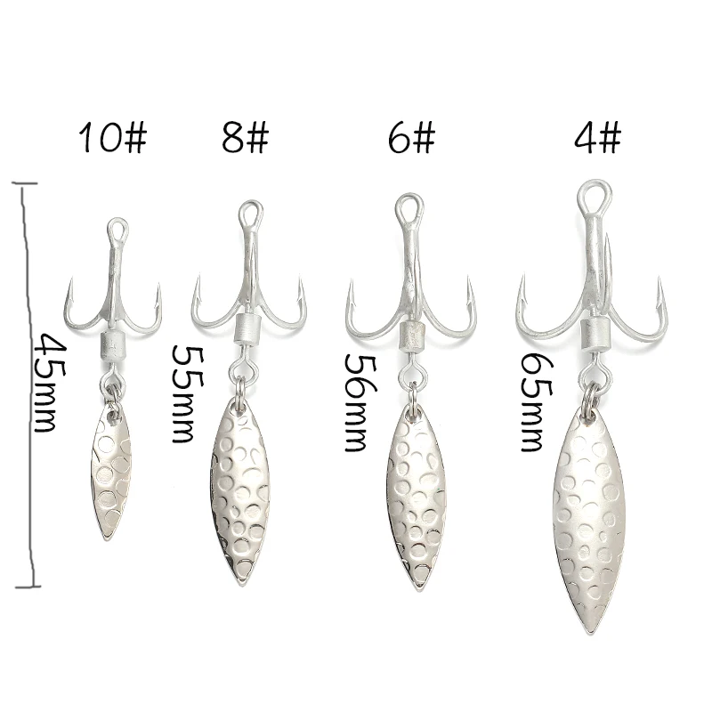 Spinpoler Bladed Treble Hooks With Willow Blade Replacement Bladed Spinner  Treble Hooks For Bass Trout Bass Freshwater Saltwater