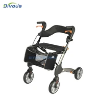 Aluminum Lightweight for Disable Adult Elderly Mobility Outdoor Walking Aids Folding Rollator Walker With Seat 1