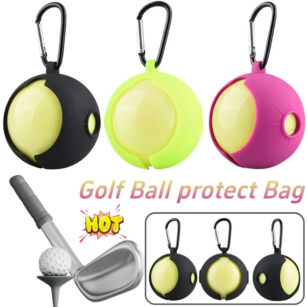 Golf Ball Bag with Buckle Golf Ball Silicone Sleeve Golf Ball Protective Cover Storage Pouch Golf Ball Case Golf Training Aids