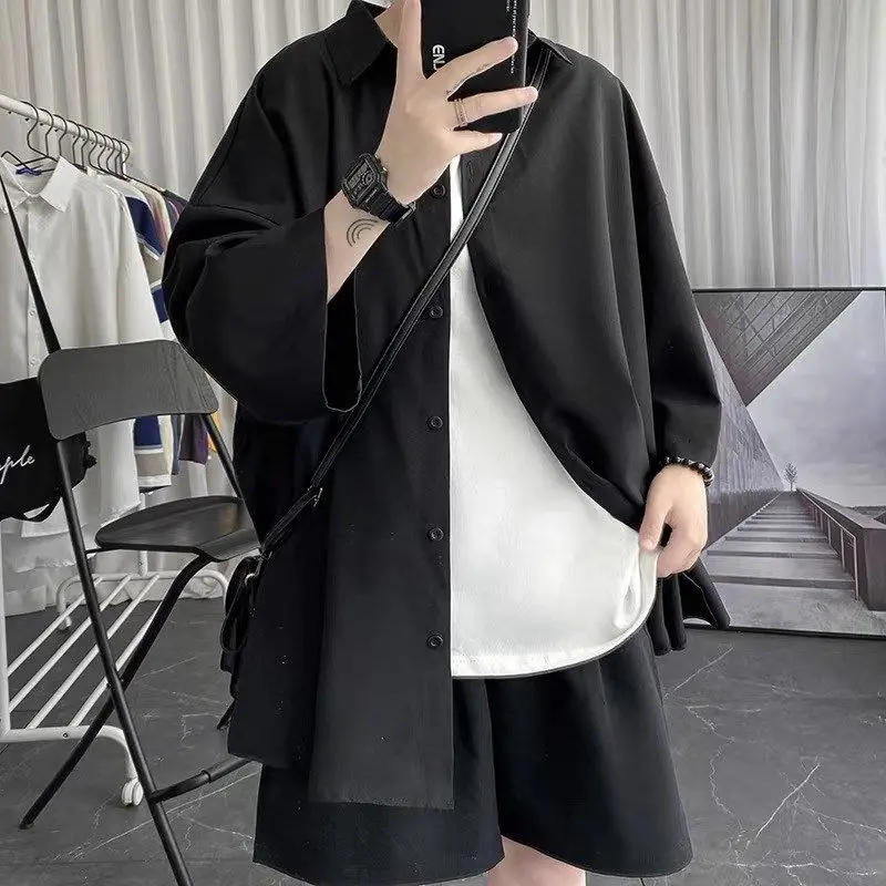 Spring Summer New Fashion Polo Collar Short Sleeve Men's Clothing Casual Youth All Match Loose Solid Male Clothes Button Shirts