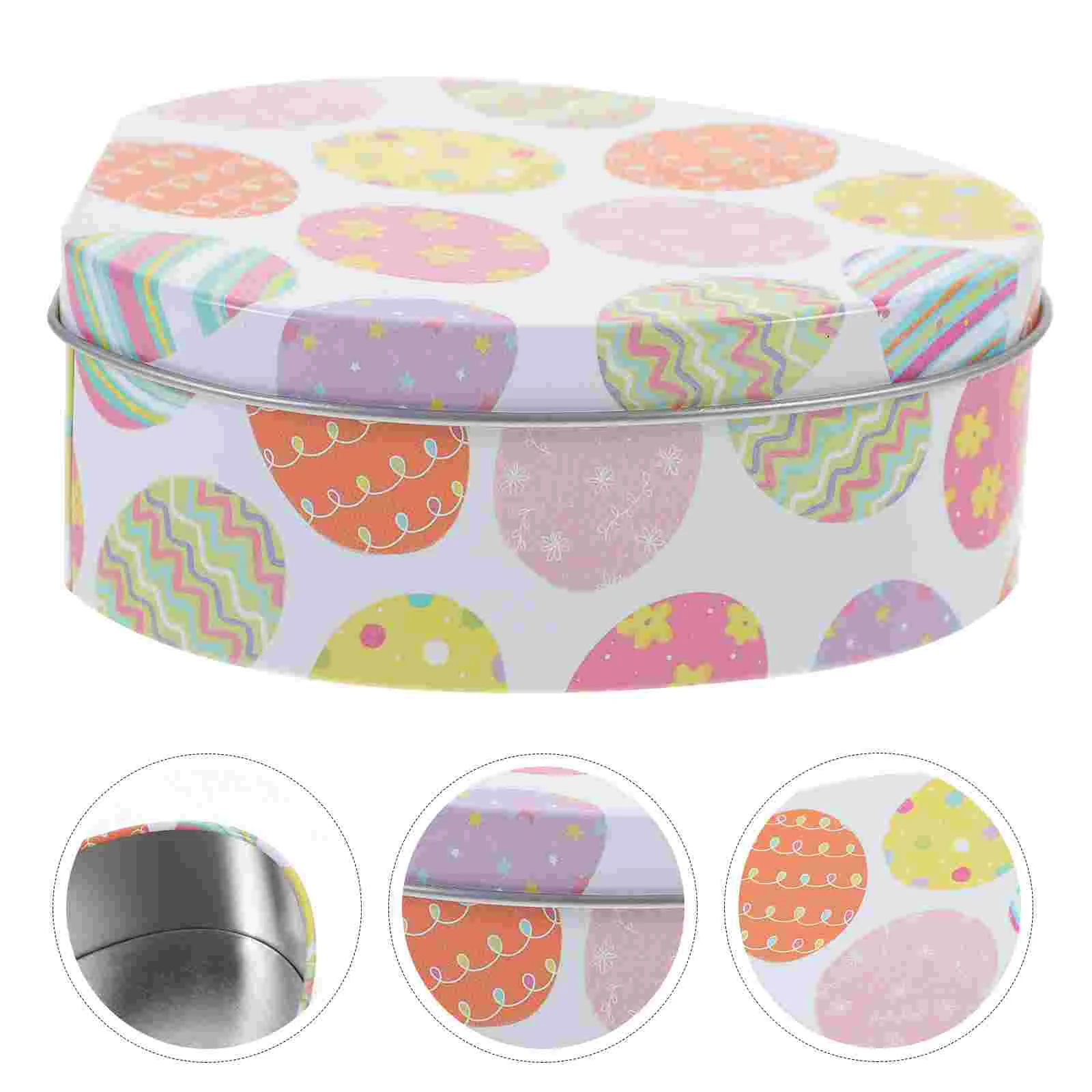 

2pcs Egg Shaped Tinplate Box Easter Cookie Box Easter Candy Box Biscuit Storage Box